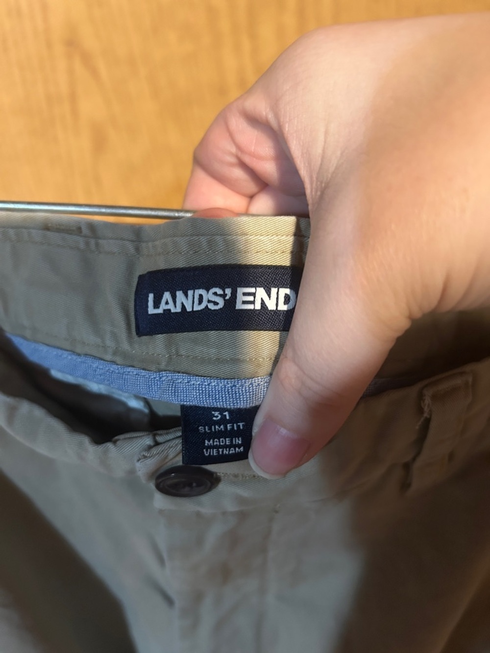 Lands' End Slim Khaki Chinos - Light Tan - Picture 2 of 4